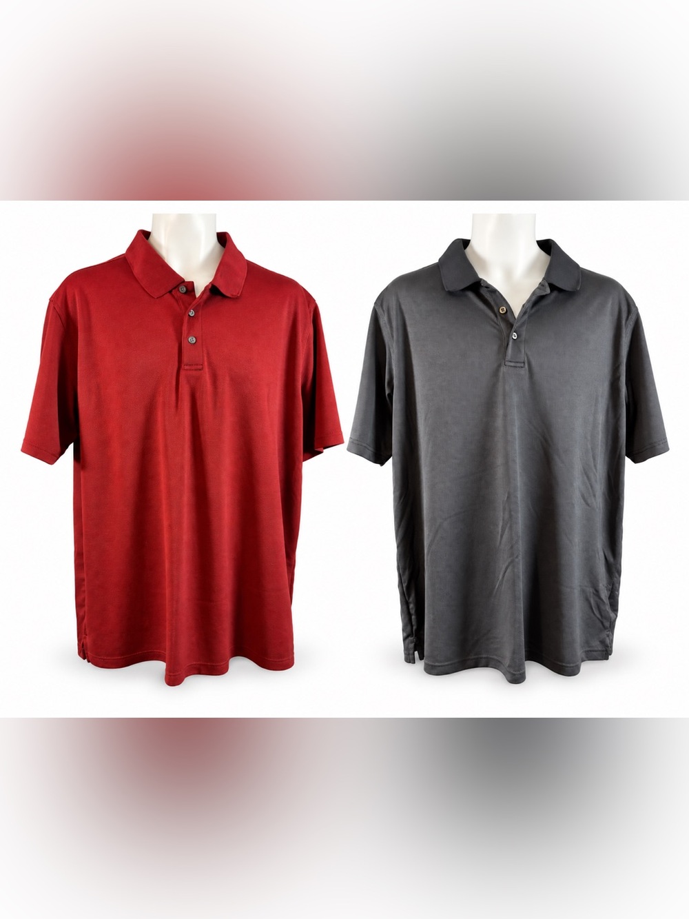 Bollé Men’s XXL Polo Shirt Bundle Red Charcoal Golfcore Performance 2 Pack